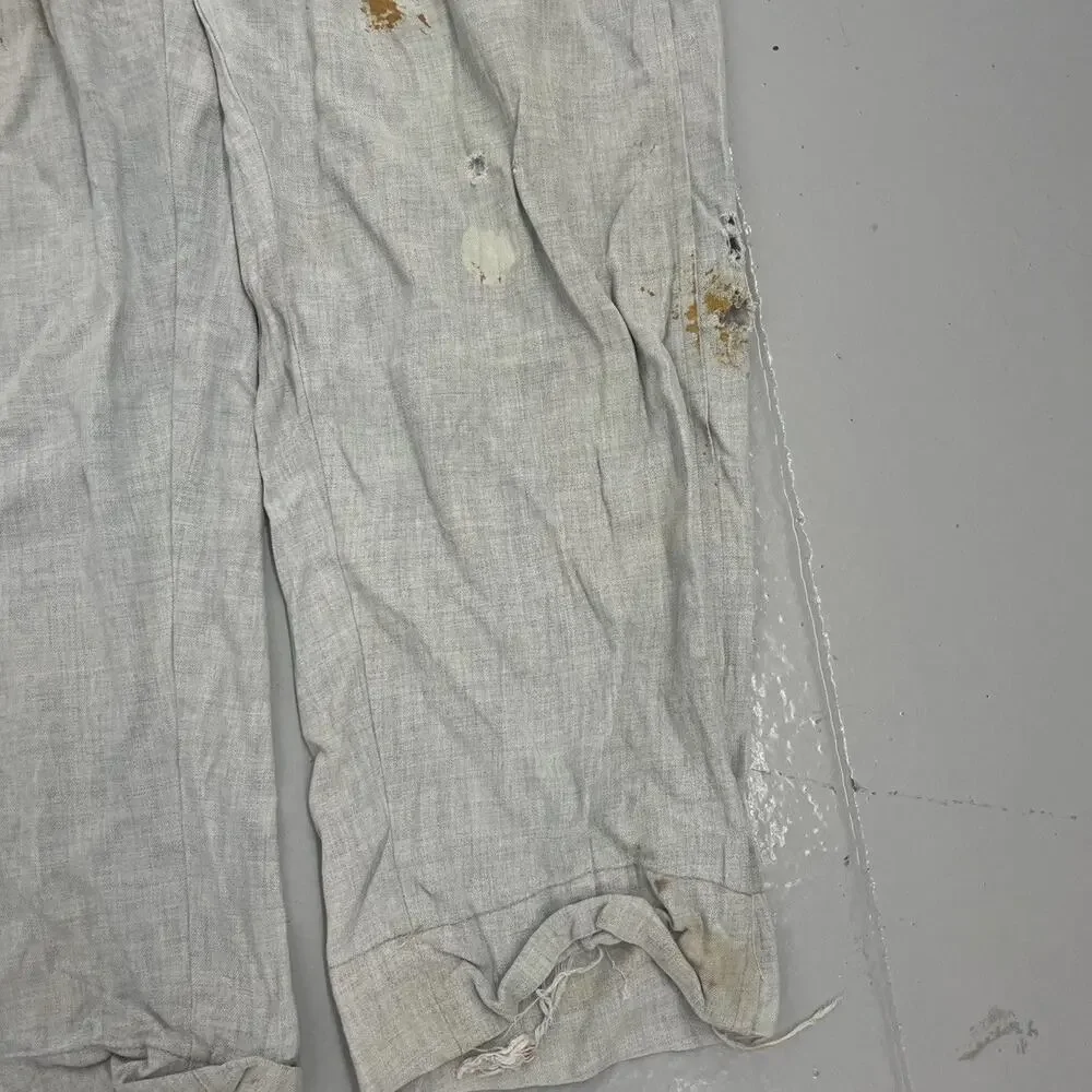 Vintage 50s Blue Rayon Drop Loop Trousers 34x29